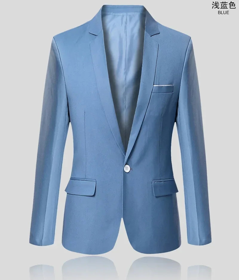 Blue Men Blazers Work Office 2025 Men Tuxedos for Formal Occasions Pockets Coat Blazers Male Custom Men's Business Slim Blazers