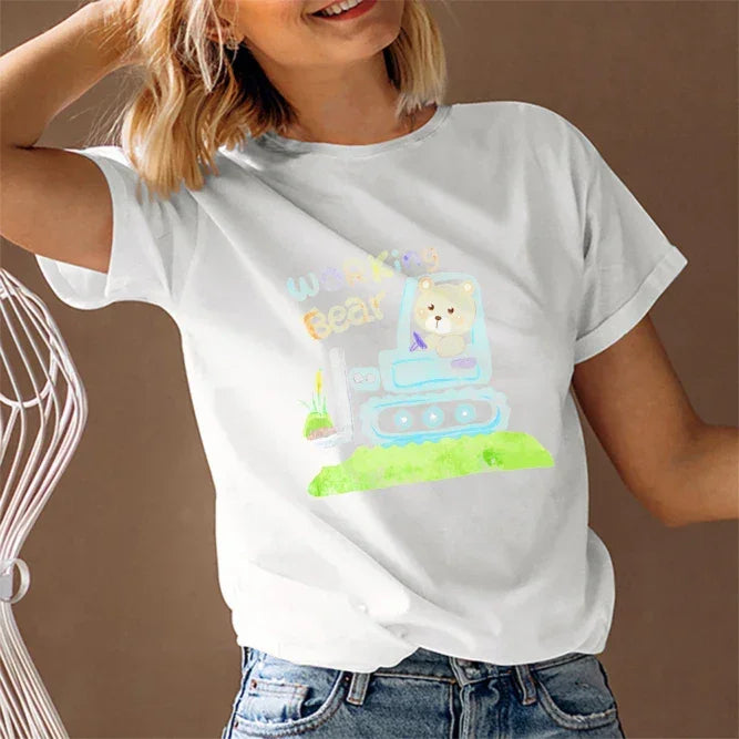 Women's T-Shirt  Short Sleeve Round Neck Summer Graphic Tee  Trendy 2025 Beer Truck Print  Fast Ship