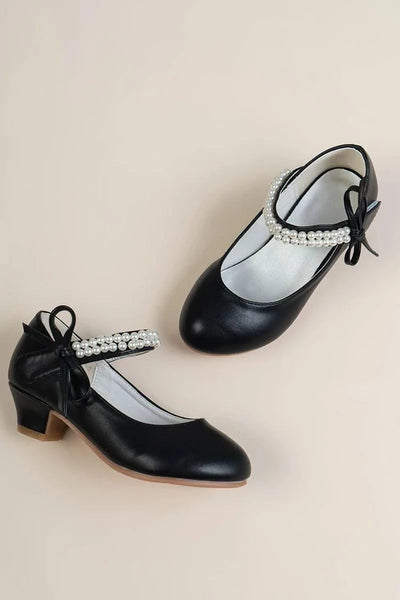 Pearl Crystal Princess Leather Shoes| High Heel Shoes For Kids, Girls, Teen Party | Wedding | Formal Sandals