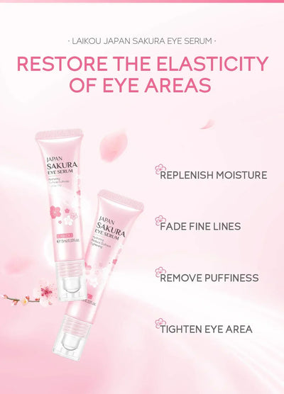LAIKOU Sakura Eye Serum Eye Roller Massage Hyaluronic Acid Skin Care Eye Bags Cream Moisturizing Dark Circles 15ml