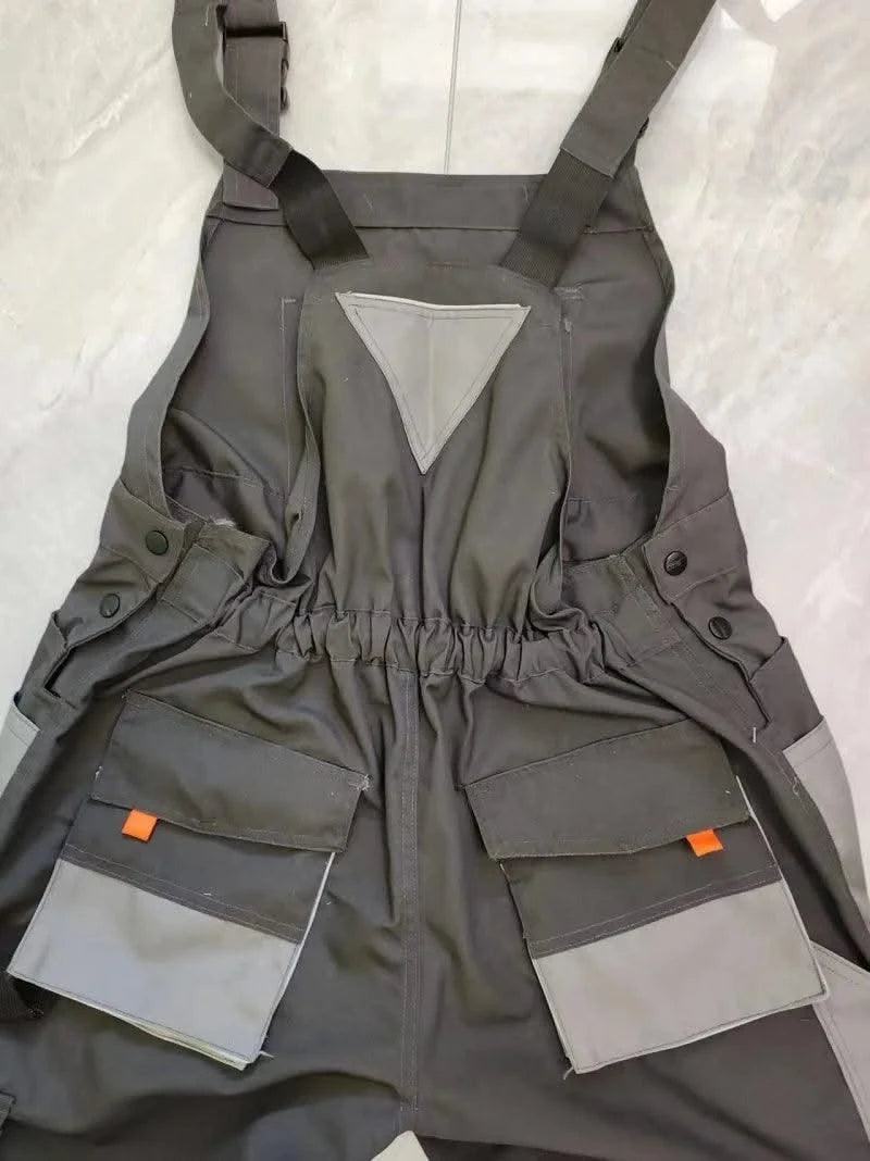 Bib Overalls Men Work Clothing Plus Size Protective Coveralls Strap Jumpsuits Multi Pockets Uniform Sleeveless Worker Pants 5xl