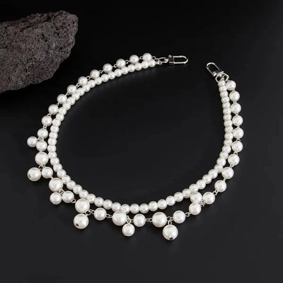 IngeSight.Z Men Hip Hop Multilayer Imitation Pearl Jeans Pants Keychain Chain Women Trousers Hipster Pant Chain Party Decoration