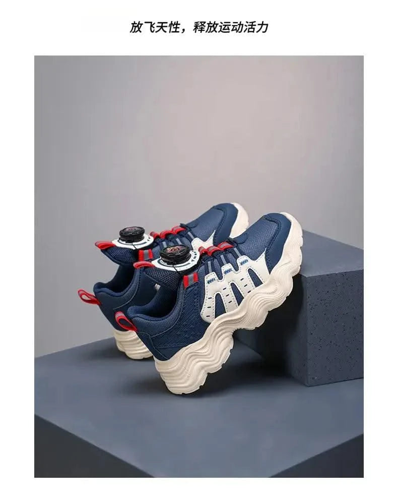 Children's Sports Shoes New Fashion Boys' Casual Sneakers Soft Soled Boys' and Girls' Rotating Buckle Anti Slip Running Shoes