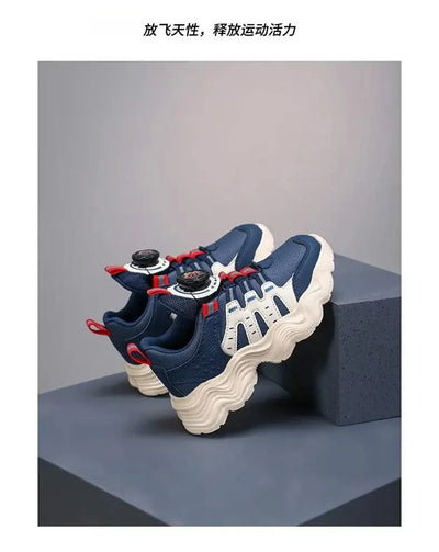 Children's Sports Shoes New Fashion Boys' Casual Sneakers Soft Soled Boys' and Girls' Rotating Buckle Anti Slip Running Shoes