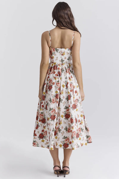 Elegant floral prints Dresses for summer women's dresses 2024 New Skinny Sexy Backless SLeeveless High Waist Maxi Sling Dress