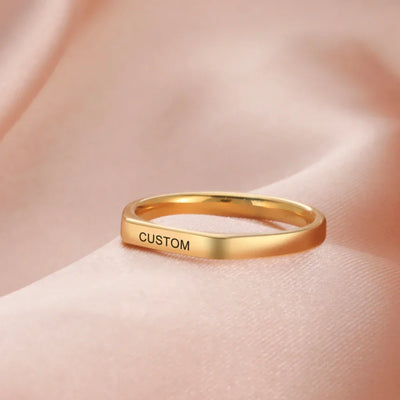 Engrave Name Finger Rings Personalized Custom Ring Gift For Woman Men Wedding Marry Silver Color Stainless Steel Jewelry