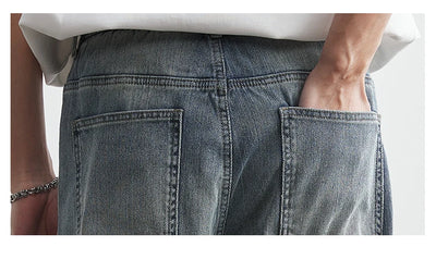 Men's Japanese Retro Jeans 2025 Summer New Fashion Personality Straight Elastic Waist Straight Jeans Loose Casual Jeans Pants