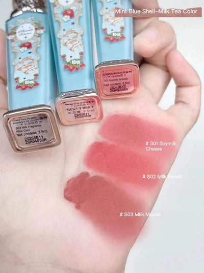 Beauty Glazed  Mirror Flower Lip Gloss  Lipstick Strawberry Rococo Collection Little Angel Lip Cream Lipstick 3.5g