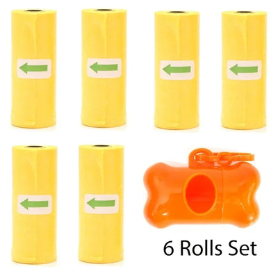 Disposable Pet Poop Bags Dog Poop Bag Bone Dispenser with Leash Clip Puppy Dog Products Supplies 5Roll(75Pcs) Bags
