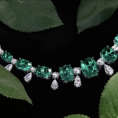 Emerald Necklaces for Women Green Zircon Stone Geometry Charm Necklace Party Jewellery Gift