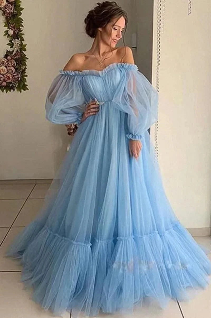 Women Dress Off Shoulder Wedding Sexy Backless High Waist Evening Long Dresses Full Sleeve A Line Gown Vestidos Elegant 2024