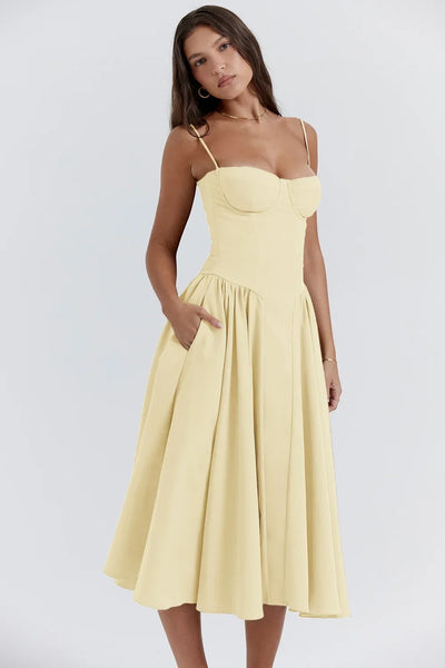 Summer Long Dresses for Women French Retro Spaghetti Straps Dress Corset Slim Sexy Elegant Classy Flower Print  Backless Dresses