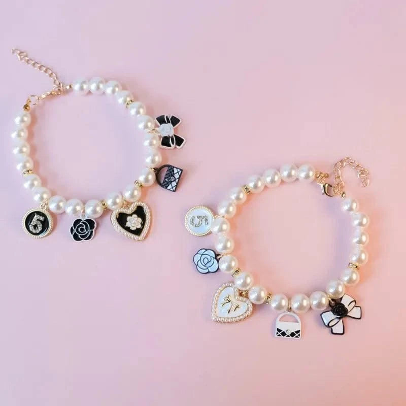 Pet Pearl Collar Little Cat Dog Love Pearl Necklace Cute Dog Jewelry Pet Accessories Puppy Necklace Bow Ties Dogs Pet Products