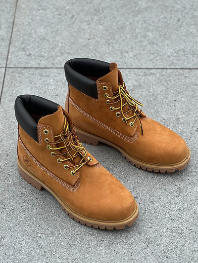 Hiking boots Men's High Help Work Suit Boots Cowhide Yellow Boots Cotton Shoes ClimbiWaterproof Shoes Lovers Shoes Yellow Boots