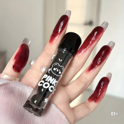 Adorable Bear Mirror Lip Glaze - Long-Lasting, Non-Fading, Hydrating Liquid Lipstick with Watery Texture - Luxurious Glossy Shin
