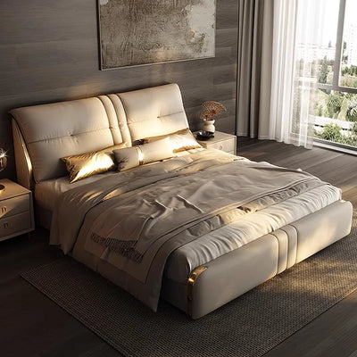 Luxury Double Bed Modern Sofa Design Simple Princess Sleeping Massage Bed Leather Headboards Muebles Lounge Suite Furniture