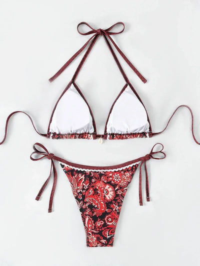 2025 Halter String Triangle Two Piece Bikini Women Swimwear Female Swimsuit Bathers Bathing Swimming Suit Beachwear Summer - Elanique
