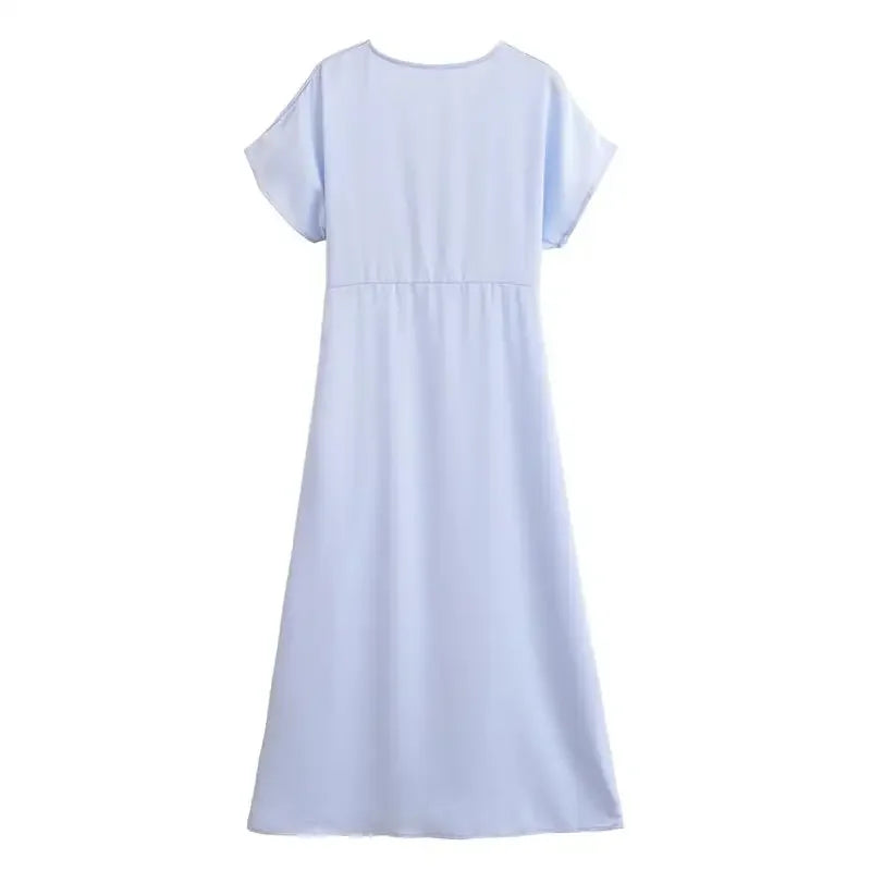 Women's 2025 New Dresses Summer Elegant Fashion Slim V-neck Street Holiday Long Dress Young Women Chic Comfortable Dress