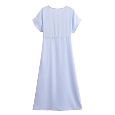 Women's 2025 New Dresses Summer Elegant Fashion Slim V-neck Street Holiday Long Dress Young Women Chic Comfortable Dress