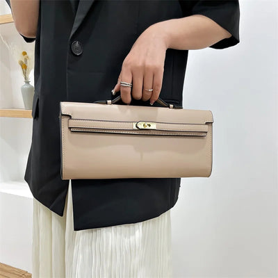 Elegant Classic Leather Handbag For Ladies - With Inner Compartments High Quality By Famous Designer Brand