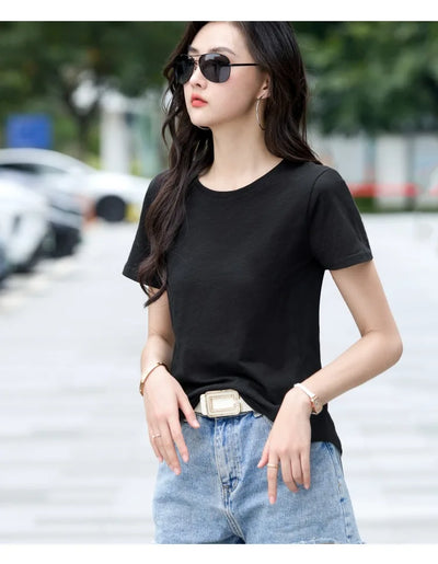 Oversized Summer T shirts for Women Casual Female Korean Streetwear Tees Unisex Basic Solid Young Cool Tops