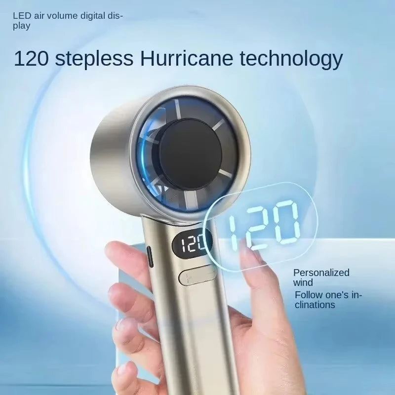 Portable Hand Fan 120 Wind Speeds Mini Bladeless Handheld Fan USB Rechargeable Personal Highspeed Fans Electric Eyelash Fan