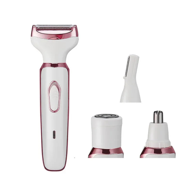 4in1 Electric Epilator Lady Shaver Body Arm Leg Hair Removal Device Painless Cordless Eyebrow Trimmer Women Razor USB Charging