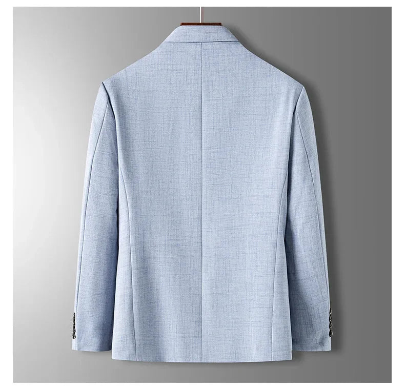 Spring Autumn Men's Blazer Luxury Plaid Jacquard Casual Suit Jacket Gray Blue Beige Loose Male Coat Costume Homme