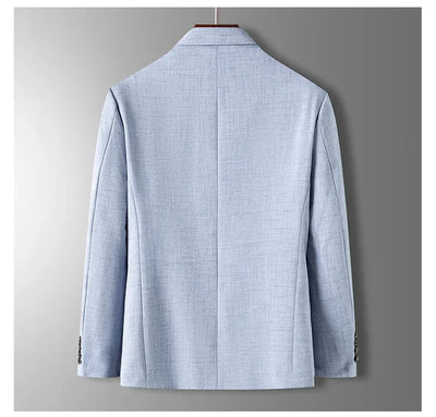 Spring Autumn Men's Blazer Luxury Plaid Jacquard Casual Suit Jacket Gray Blue Beige Loose Male Coat Costume Homme