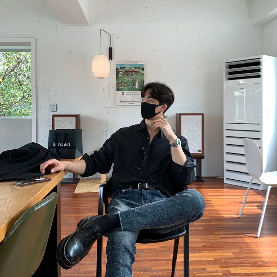 Oversized Casual Jacket Trendy Loose Shirt Men's Long-Sleeved Shirt Spring and Summer Brown TOP