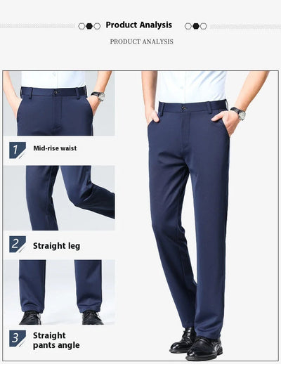 Plus Size Big and Tall Mens Trousers Business Casual Loose Straight Leg Pants Comfort Fit Office Work Commuting No Tight Classic