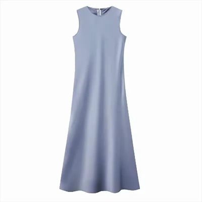 Summer Women fashion Long Dress Elegance Soft Silk Satin Vest Dress Knitted Top Match Set Maxi Length Woman Chic Dress Set