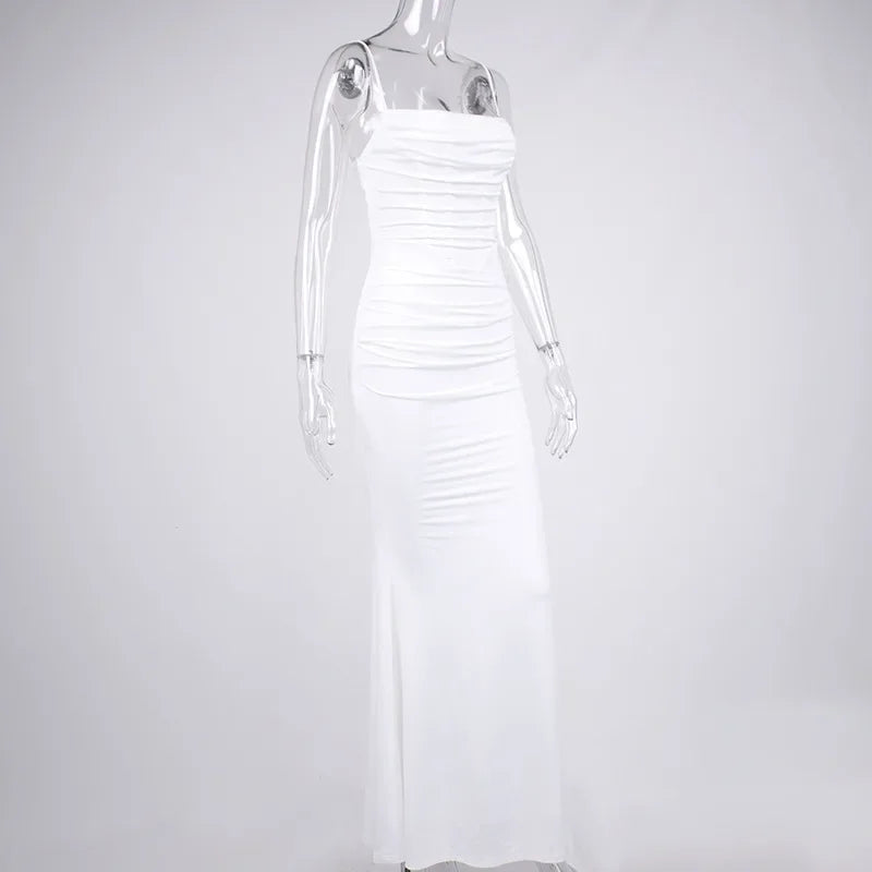 Elegant Dresses for Women Almond Corset Maxi Dress Draped Evening Night Party Dresses Bodycon Sexy Backless Dress with Fishbone