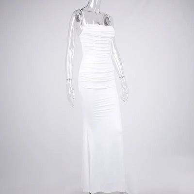 Elegant Dresses for Women Almond Corset Maxi Dress Draped Evening Night Party Dresses Bodycon Sexy Backless Dress with Fishbone