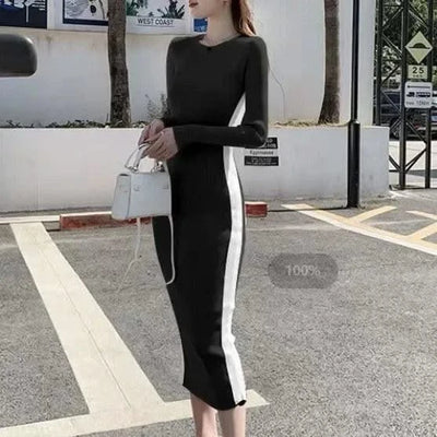 Pink Woman Dress Black Bodycon Maxi Knitted Robe Long Dresses for Women Evening Crochet Round Neck Clothes Sensual Sexy Hot Y2k