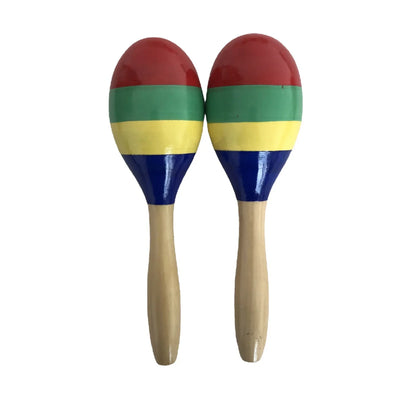 1 Pair Wooden Maracas Sand Hammer Rumba Shakers Rattles Sand Hammer Percussion Instrument Musical Toy for Kid Children Games - Elanique