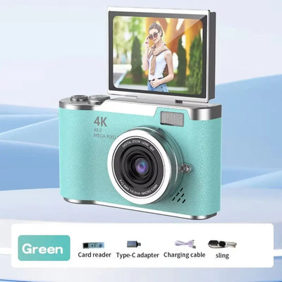 High-Definition HD Digital Camera 4K 48MP 8X Digital Zoom Video Camcorder CCD with Hanging Straps Flip Screen