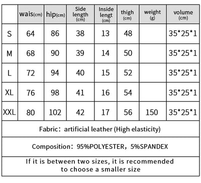 New Women's High Waisted PU Leather Skinny Black Shorts Sports Biker Shorts