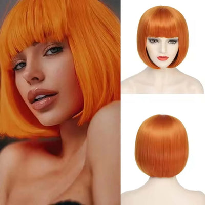 Short Bob Wig with Bangs 12 Inch Short Synthetic Bob Wigs Bangs for Women Natural Looking for Daily Use (Natural Black)