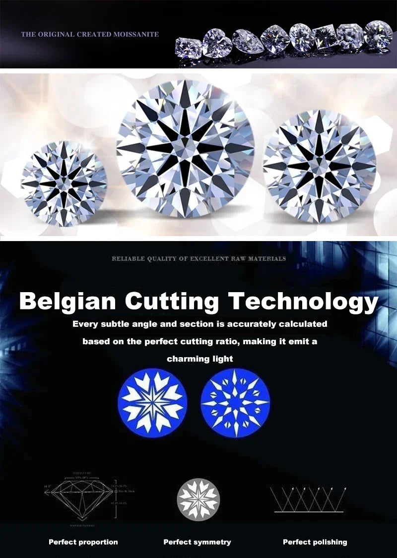 Total 9 carat  Moissanite Solitaire Drop Necklaces Silver Pendant Original Real 925 Silver Chain Jewelry for Women