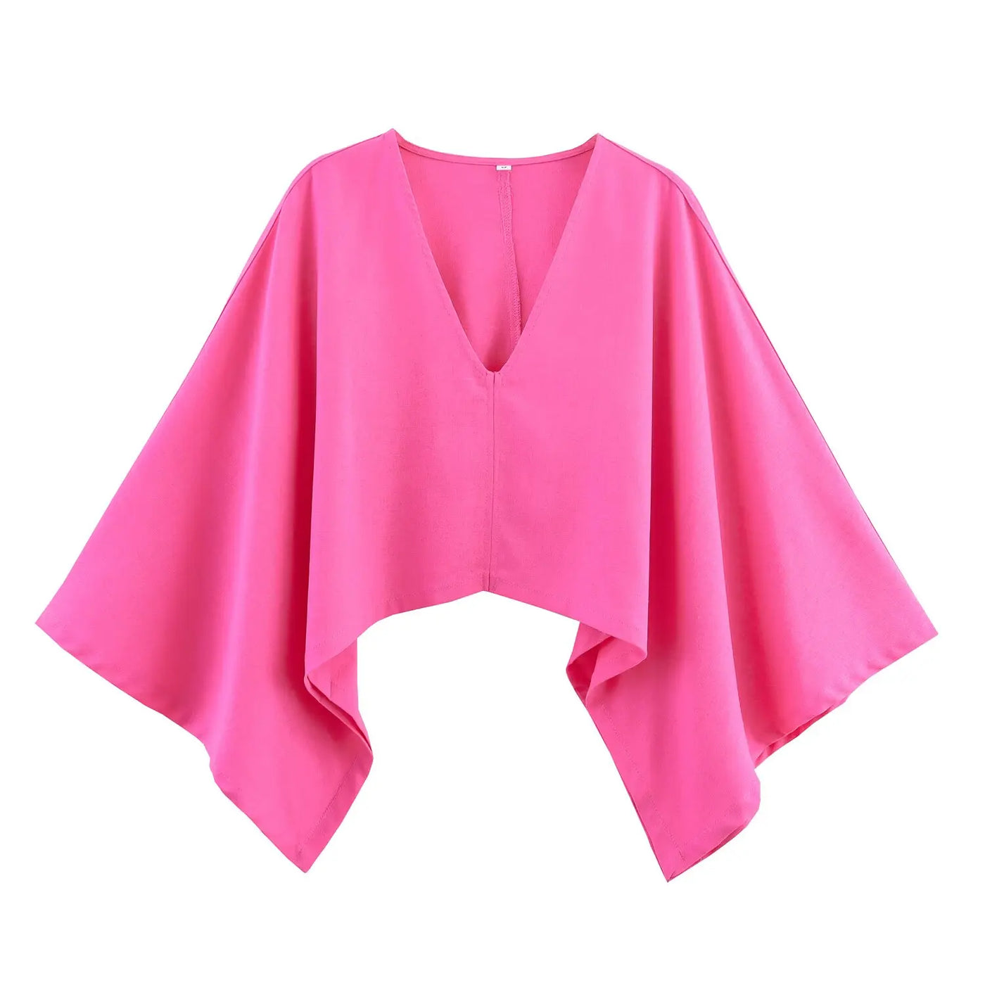 2025 new women's clothing European and American style fashionable linen western style asymmetrical V-neck design linen top