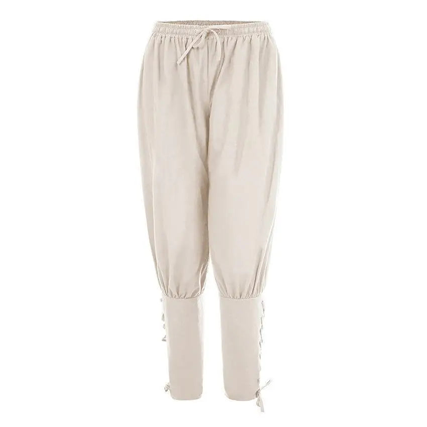 Men's Casual Trousers New Summer Drawstring Trousers Medieval Pirate Trousers Cotton and Linen Streetwear Pants
