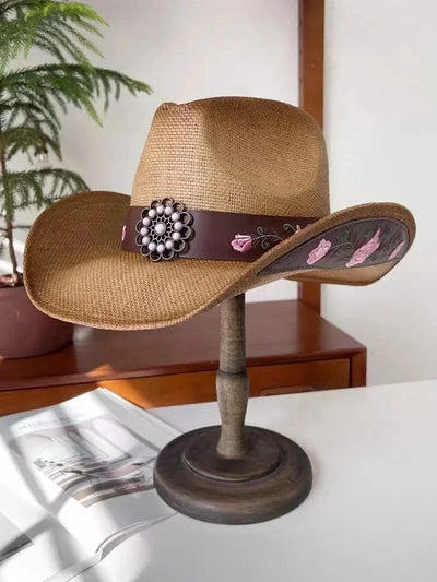New Lake Blue Western Cowboy Straw Hat 2024 Spring and Summer New Outdoor Sun Hat Men's and Women's Cowboy Hat gorras