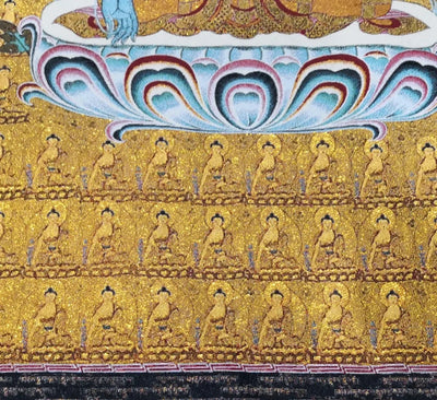 Tibetan Buddhism Medicine Buddha Portrait Chinese Tangka Embroidery Decoration Hanging Painting