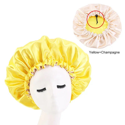 Hair Satin Bonnet For Sleeping Cap Silk Bonnet Bonnet Femme Women Night Sleep Cap Head Cover Flower Elastic Band Solid