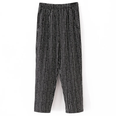 XL-8XL Summer Women Harem Pants Casual High Waist Pants Printed Elastic Waist Middle Aged Women Trousers Summer Bottoms