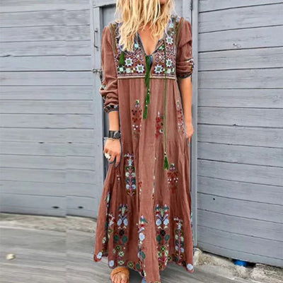 Long Dress for Women 2023 Autumn Beach Bohemian Dresses Casual Vestido Robe Female Clothing Y2K Floral Skirt Elegant Maxi Dress