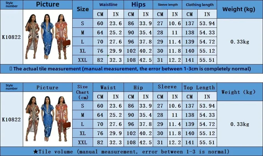 Fashionable Short Sleeve V-Neck Printed Slim Fit African Style Women's Dress K10822 Cross-Border Elegant Chic Dress