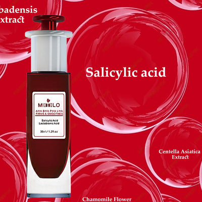 Salicylic Acid serum, gently exfoliates dead skin cells,  AHA, BHA, PHA and LHA, contains glycolic acid, aloe vera leaf