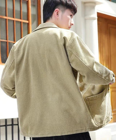 Man Suits and Blazers Black Corduroy Jacket for Men Single Breasted Fashion 2024 Elegant Coats Classic Casual High Quality New